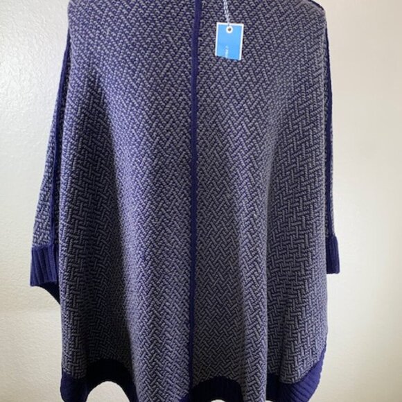 PRICE DROP! NWT Draper James Sweater Coat Poncho Navy Gray Size XS/S - Picture 3 of 3